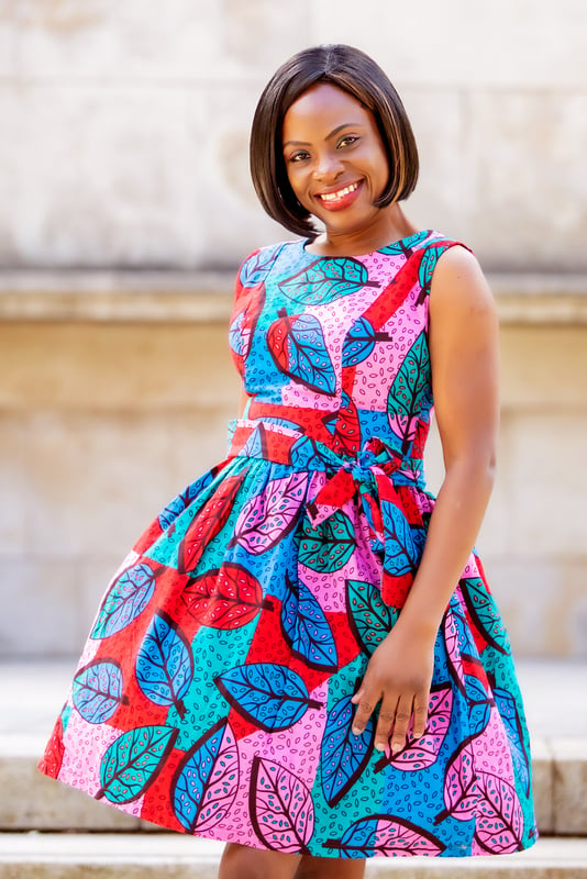 A Woman Wearing a Colorful Dress